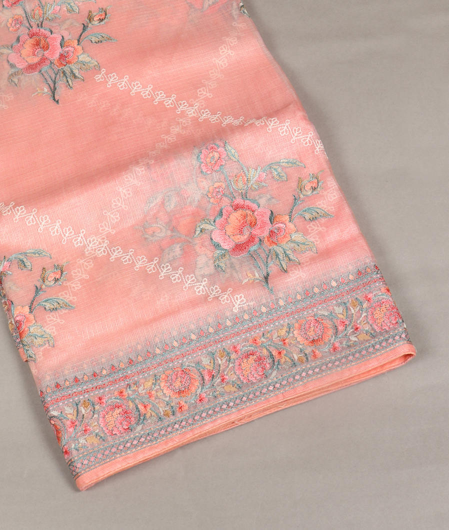 Pink Silk Kota Embroidery Saree T397253-image