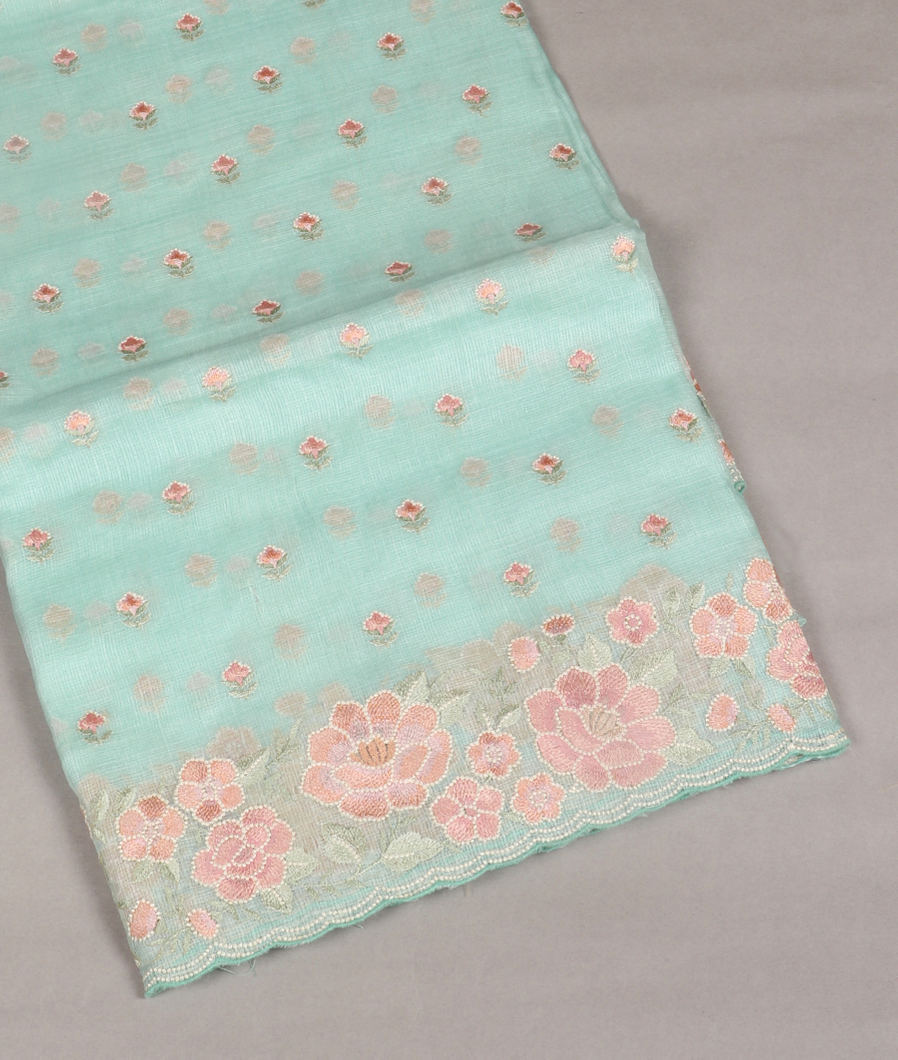 Blue Silk Kota Embroidery Saree T397265-image