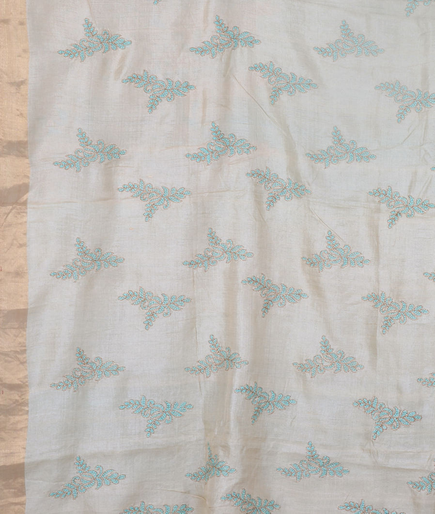 Green Tussar Printed Saree T3953023