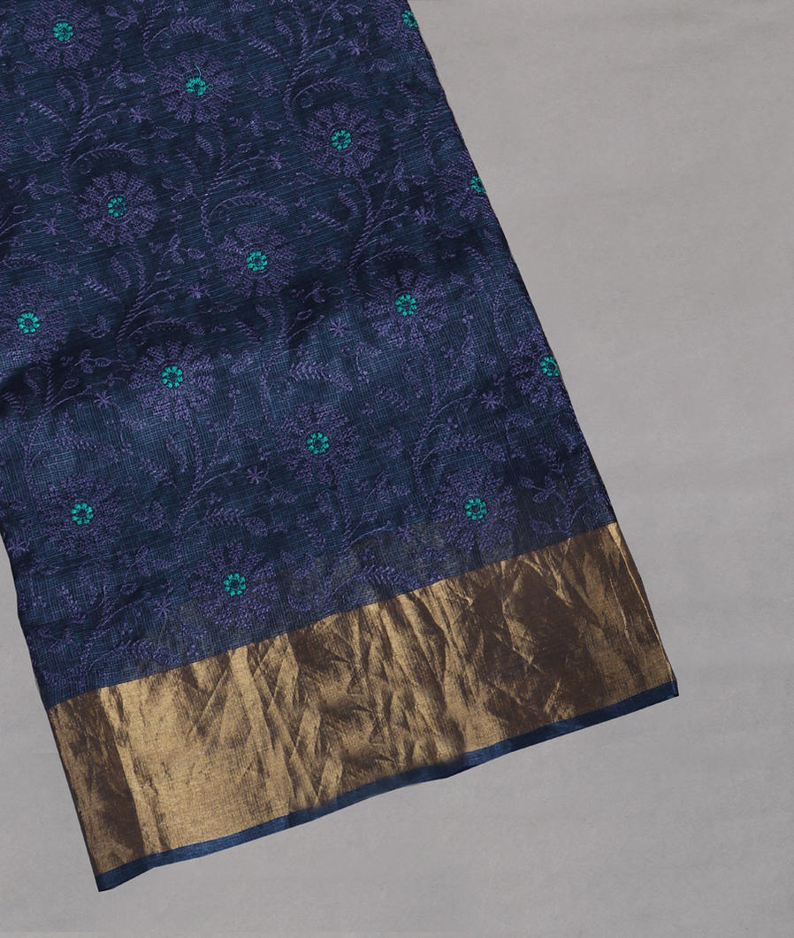 Blue Silk Kota Embroidery Saree T411528-image