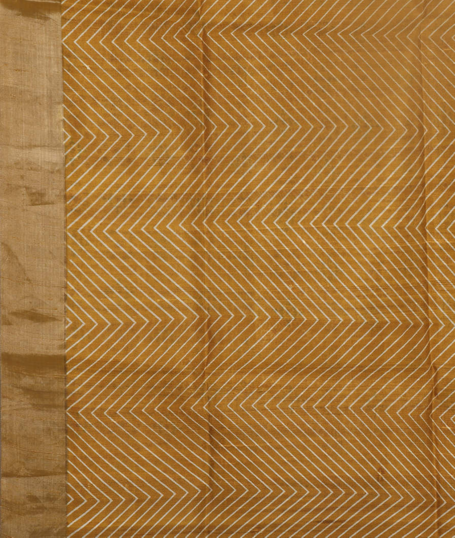 Yellow Printed Raw Silk Saree T4028253