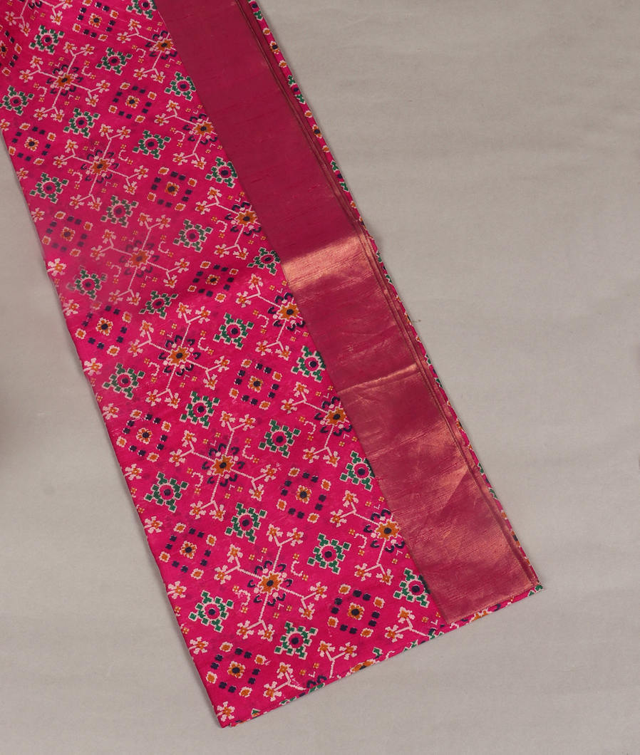 Pink Printed Raw Silk Saree T402829-image