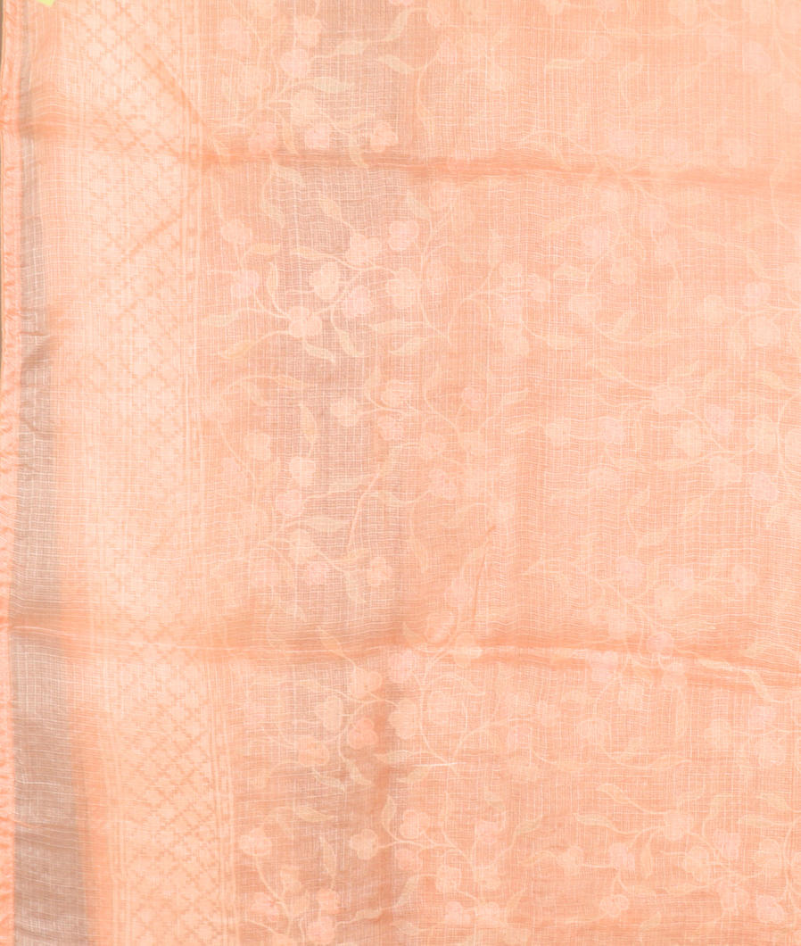 Peach Silk Kota Embroidery Saree T3973153