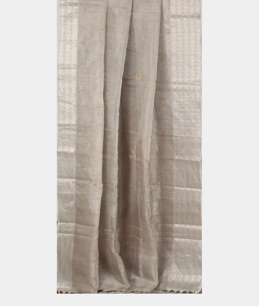 Silver Tissue Kota Embroidery Saree T3907762
