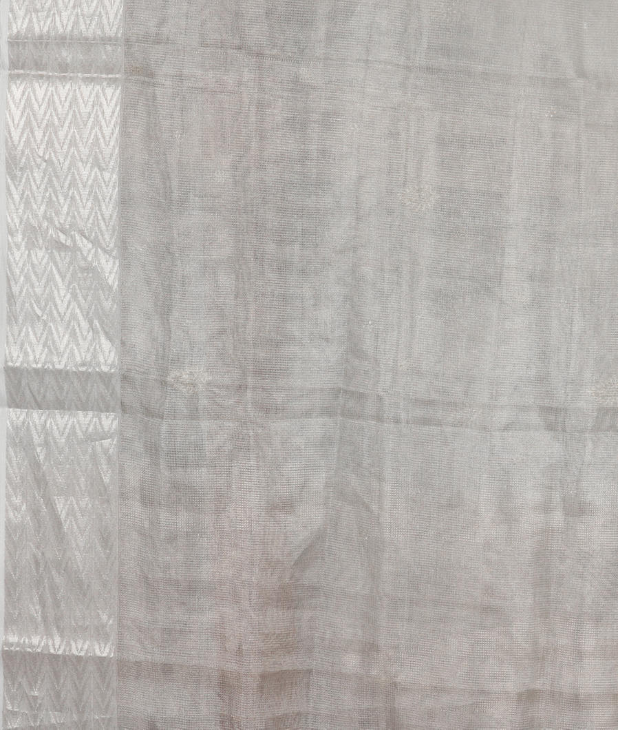 Silver Tissue Kota Embroidery Saree T3907763