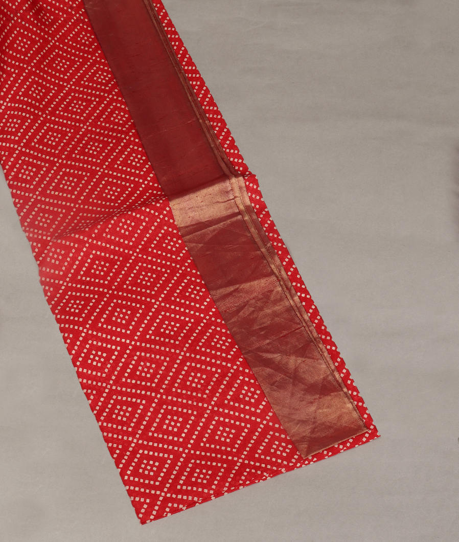 Red Printed Raw Silk Saree T387376-image