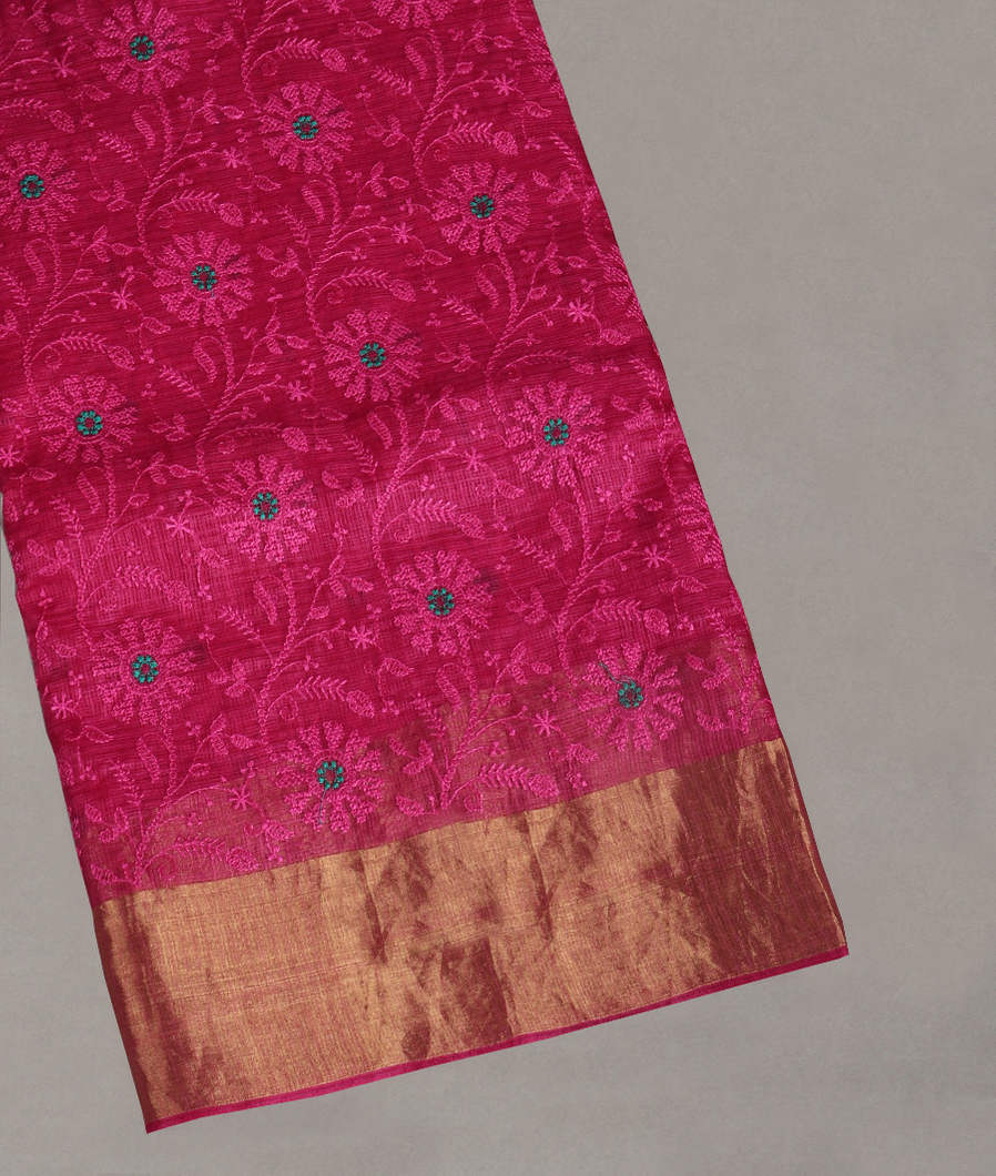 Pink Silk Kota Embroidery Saree T411529-image