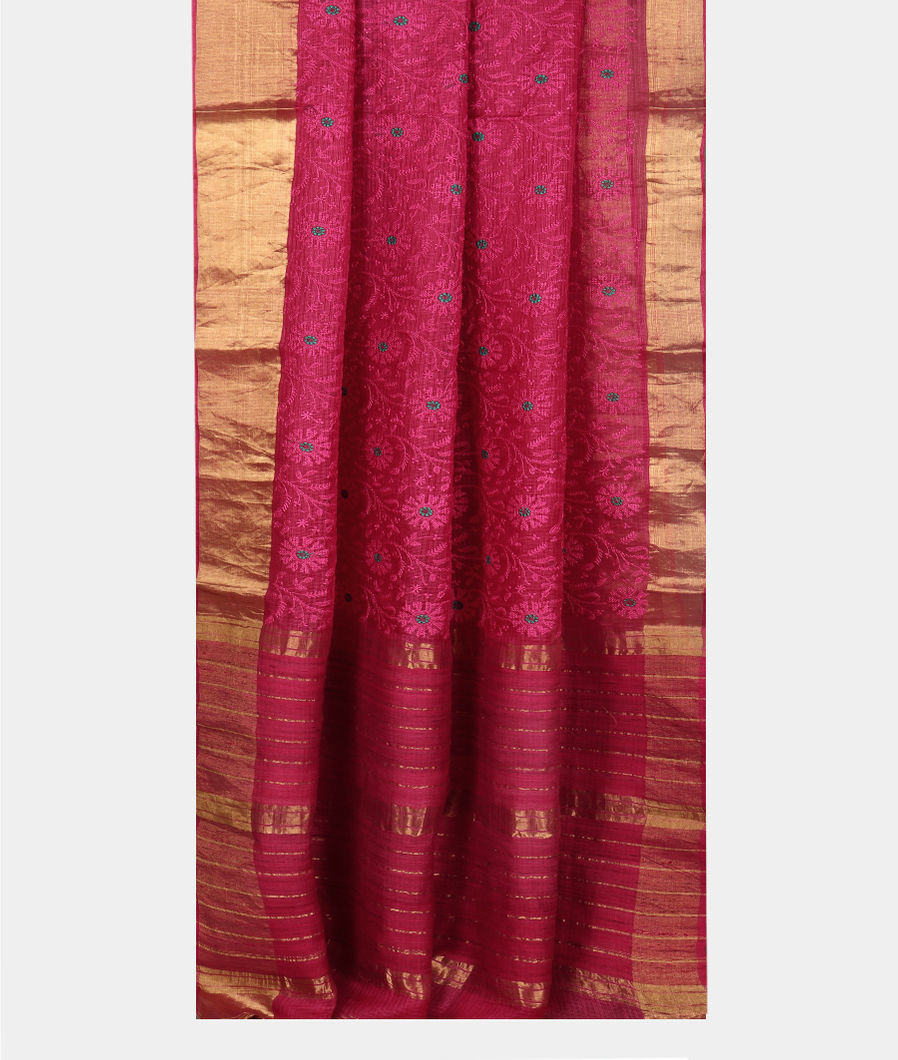 Pink Silk Kota Embroidery Saree T4115292