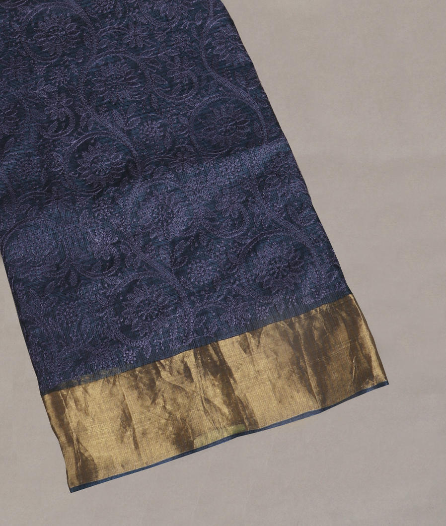 Blue Silk Kota Embroidery Saree T411527-image