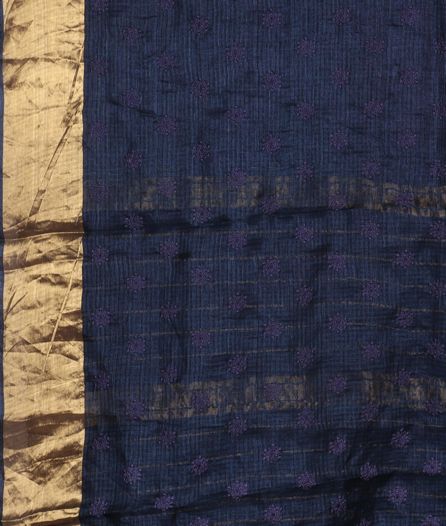 Blue Silk Kota Embroidery Saree T4115273