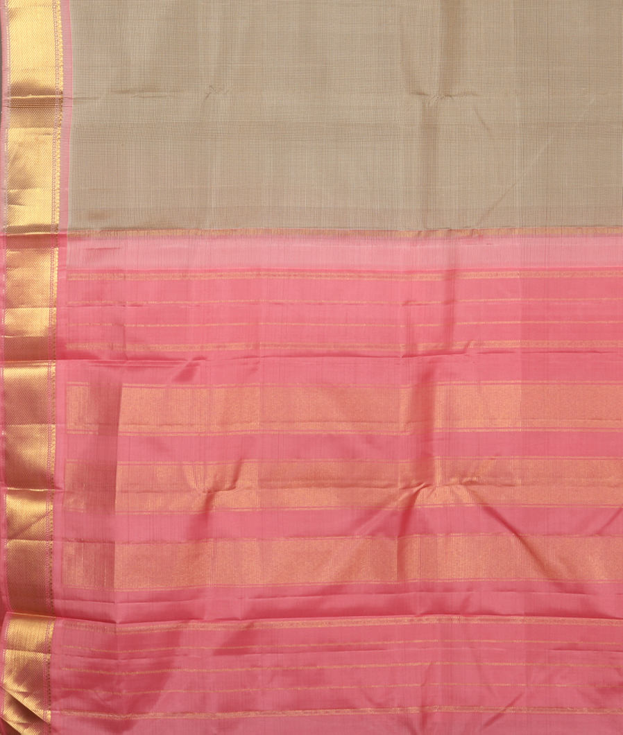 White and Grey Handwoven Kanjivaram Silk Saree T3746034