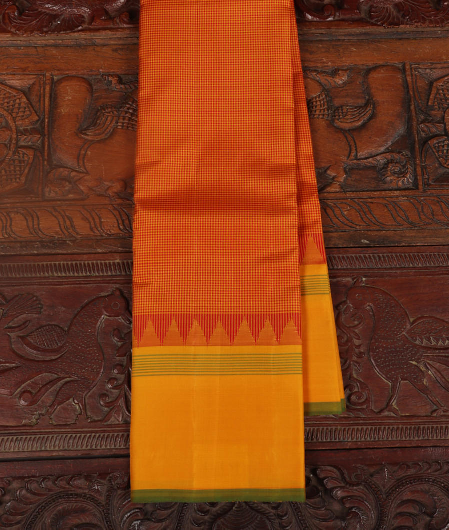 Red and Yellow Handwoven Kanjivaram Silk Saree T404099-image