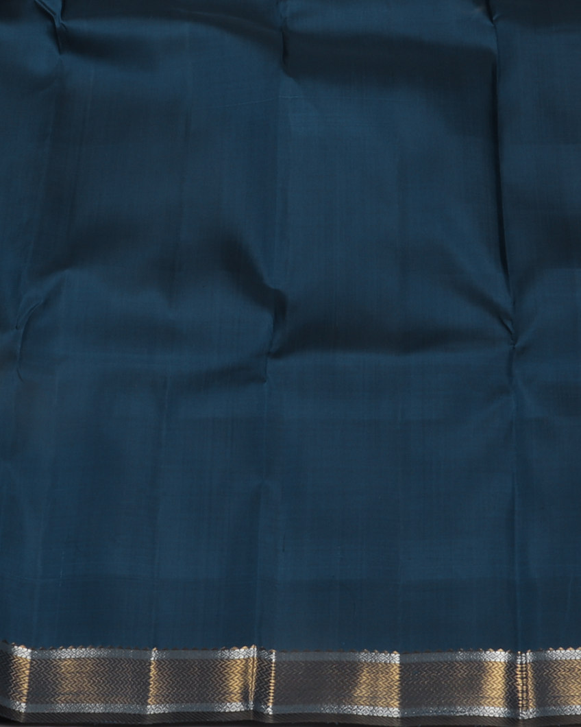 Peacock Blue Handwoven Kanjivaram Silk Saree T4083423