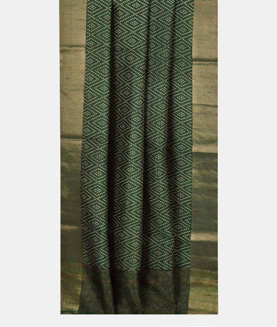 Green Printed Raw Silk Saree T3873772