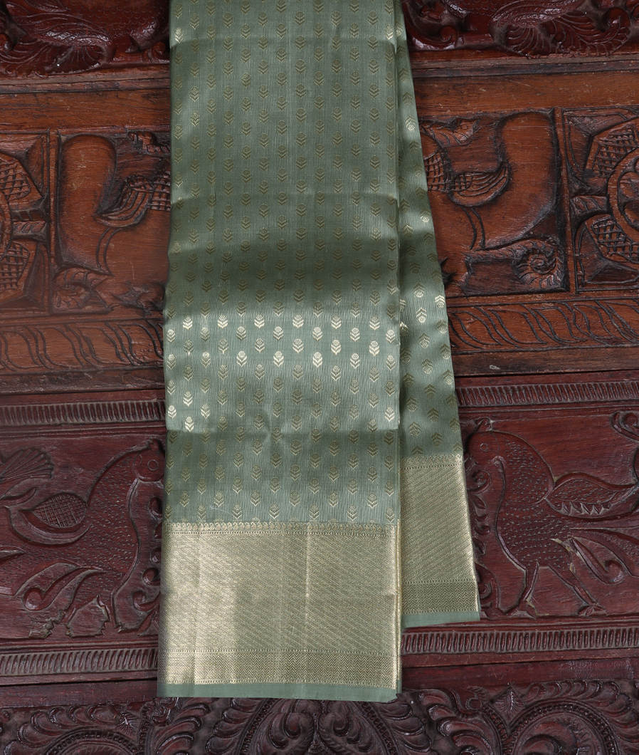 Greenish Grey Handwoven Kanjivaram Silk Saree T403281-image