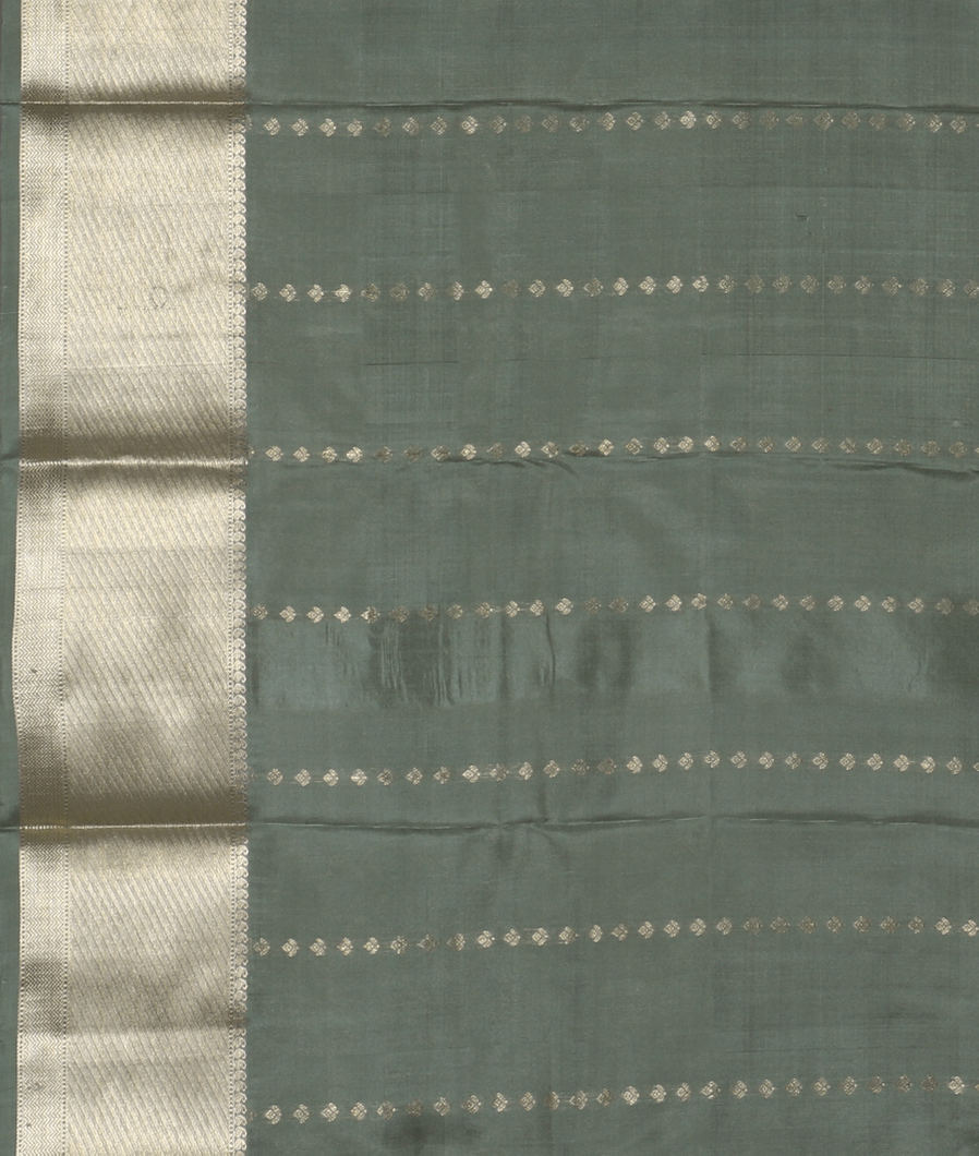 Greenish Grey Handwoven Kanjivaram Silk Saree T4032813