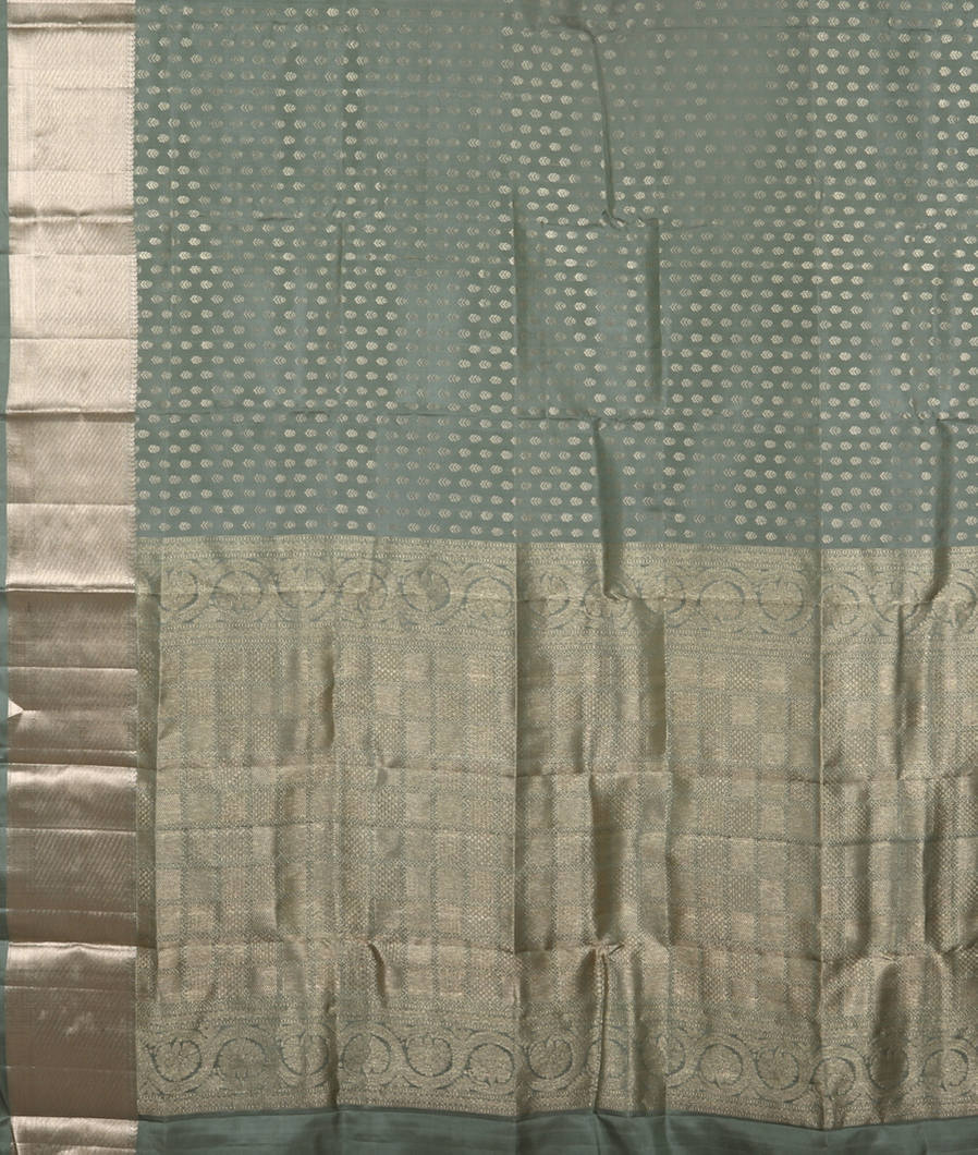 Greenish Grey Handwoven Kanjivaram Silk Saree T4032814