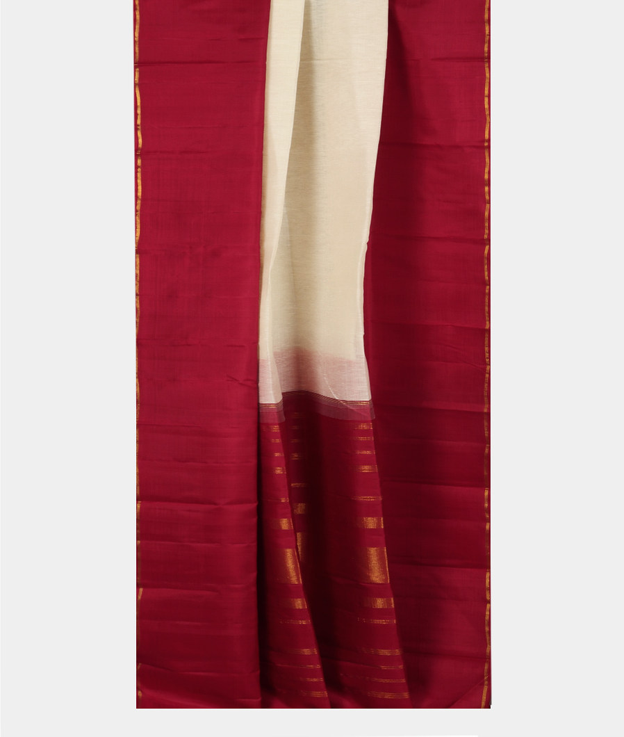 Off-White Handwoven Linen Kanjivaram Silk Saree T3921572