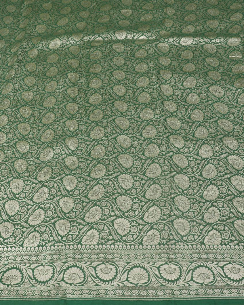 Green Banaras Georgette Silk Saree T3985543