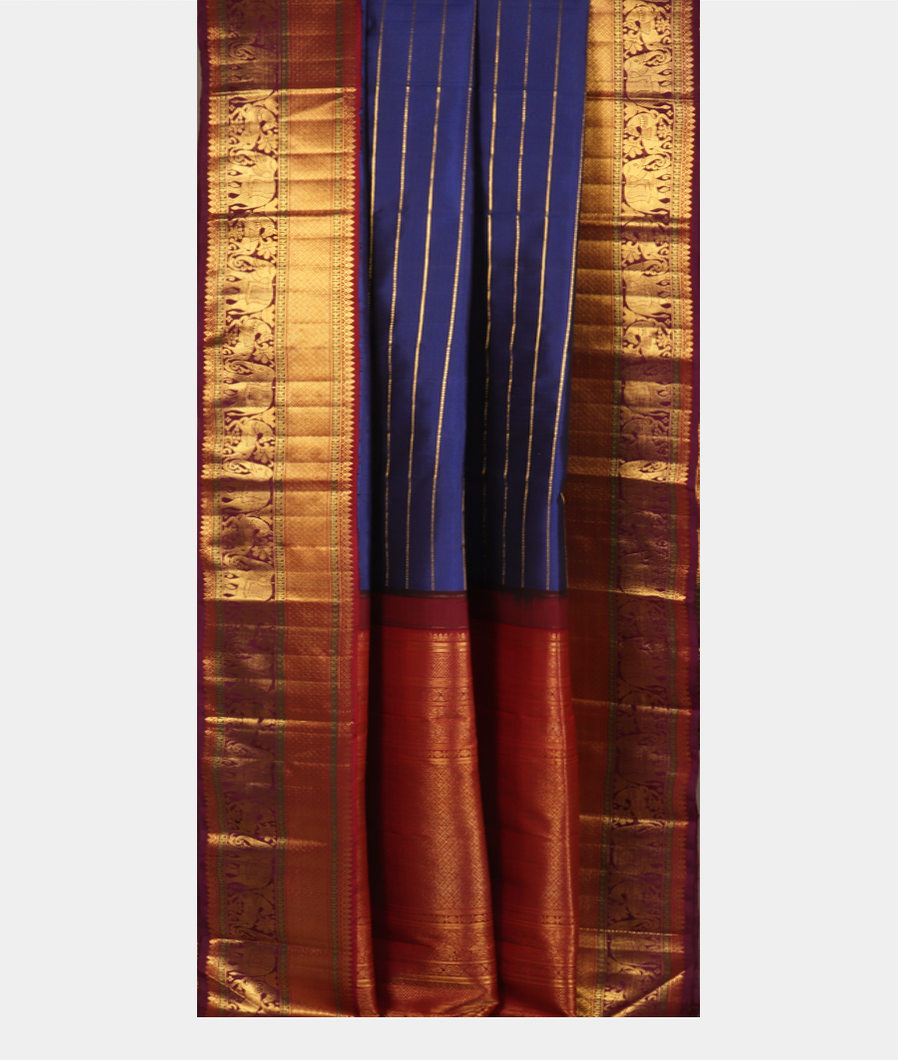 Blue Handwoven Kanjivaram Silk Saree T3634632