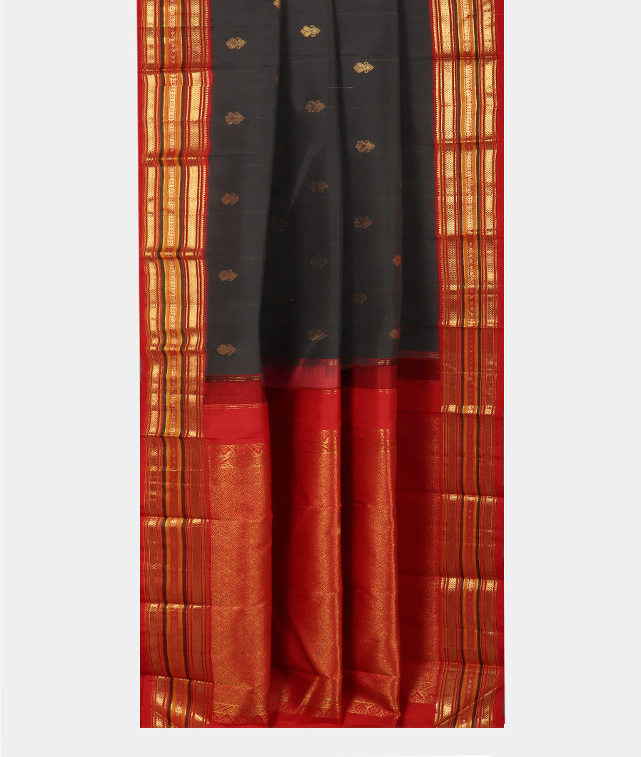 Black Handwoven Kanjivaram Silk Saree T4052612