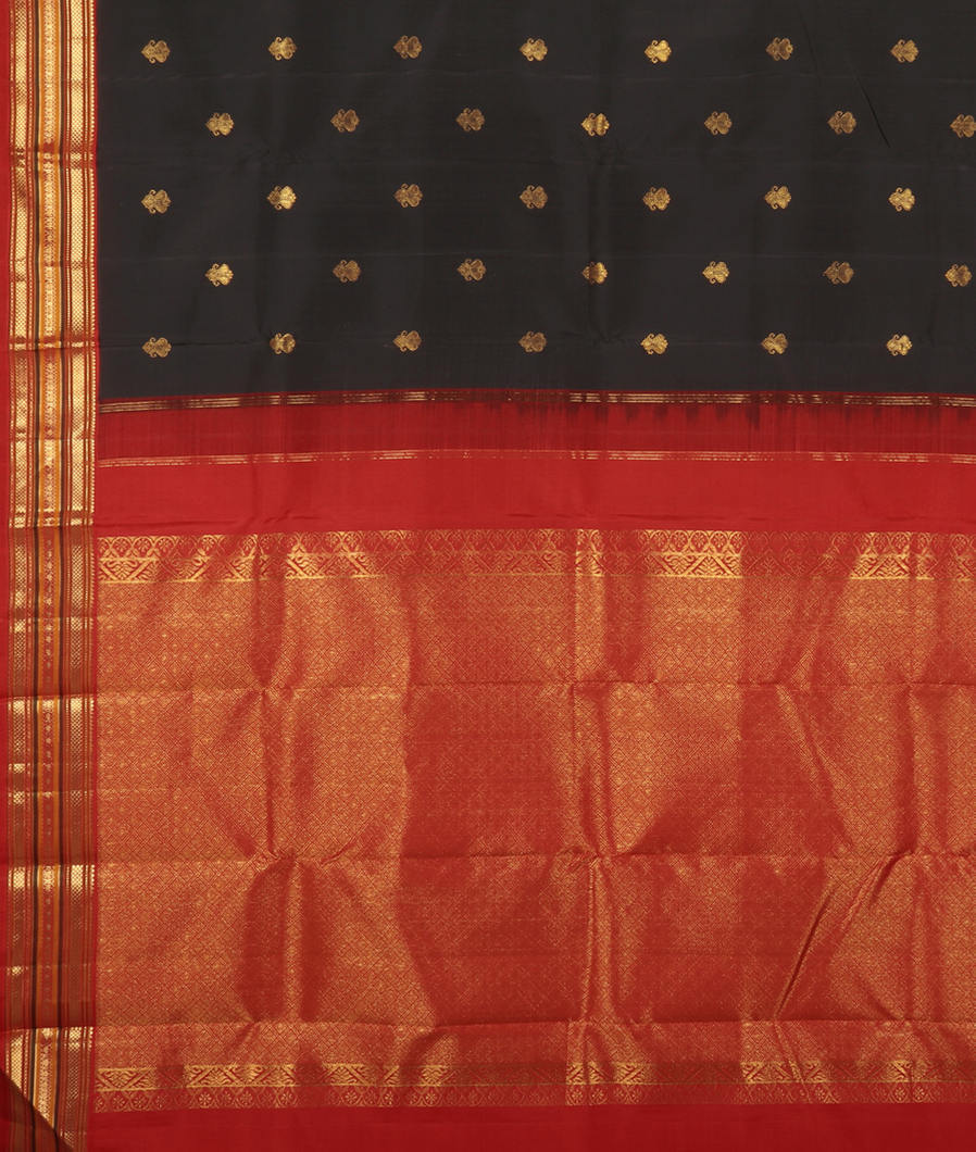 Black Handwoven Kanjivaram Silk Saree T4052614