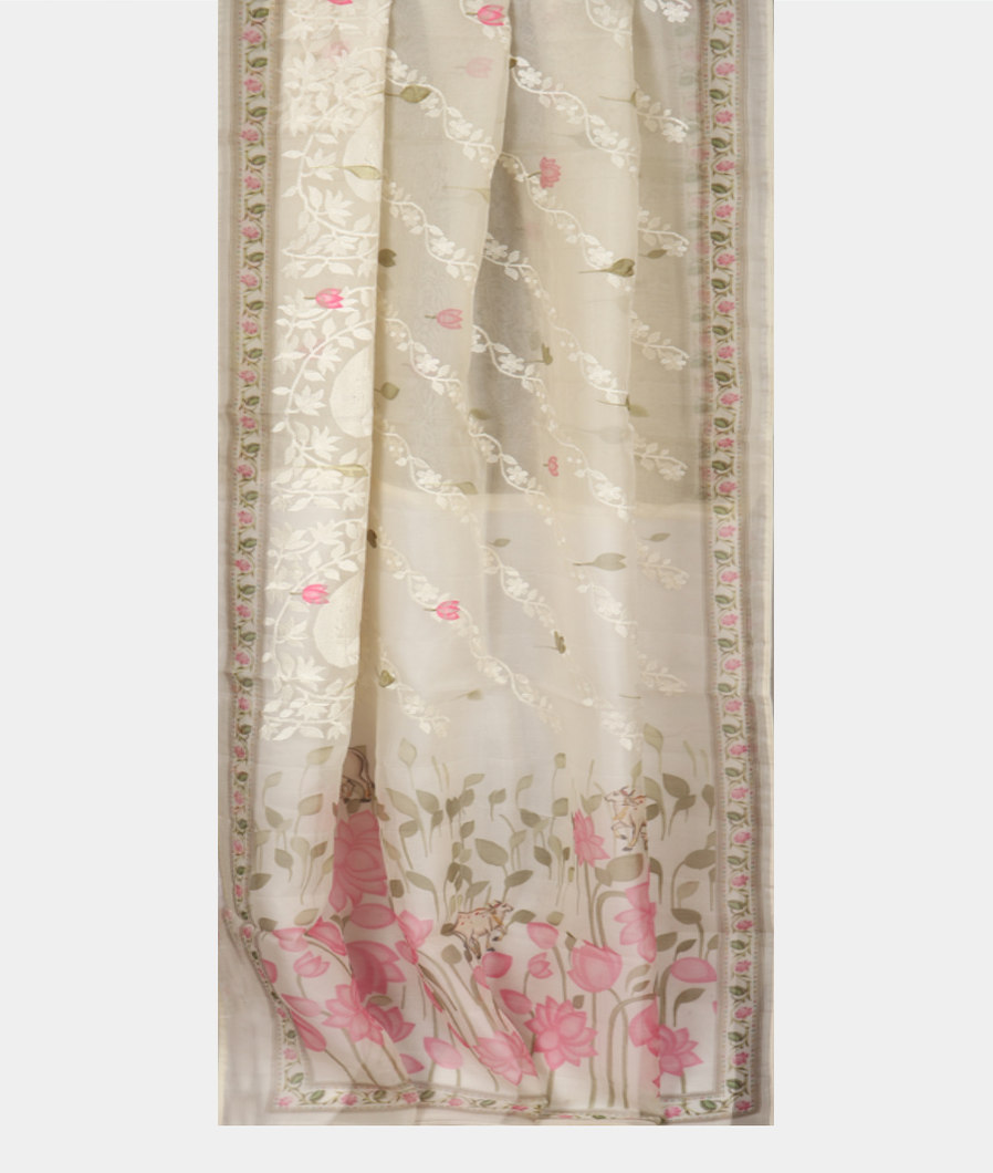Off-White Kora Organza Embroidery Saree T3966632