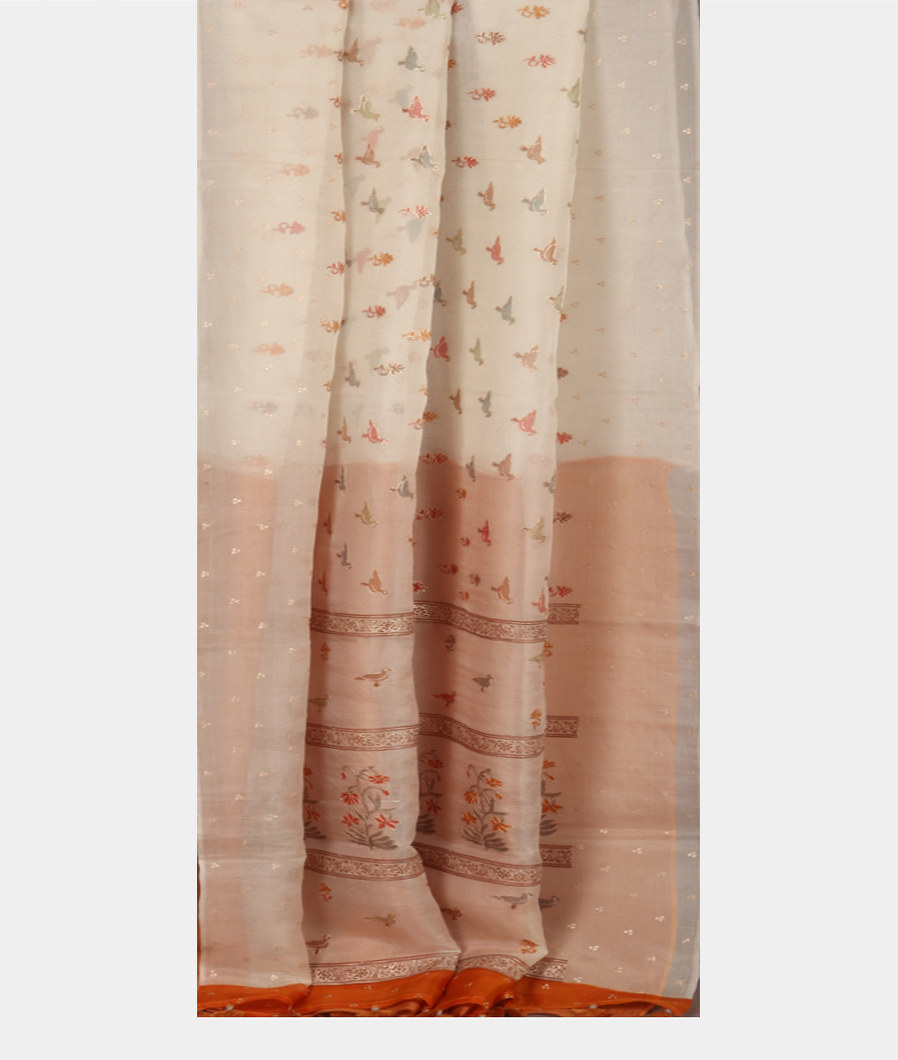 Off-White Kora Organza Embroidery Saree T4003052