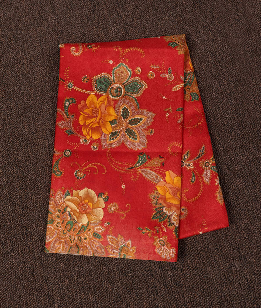 Red Hand Printed Kanjivaram Silk Blouse T201870-image
