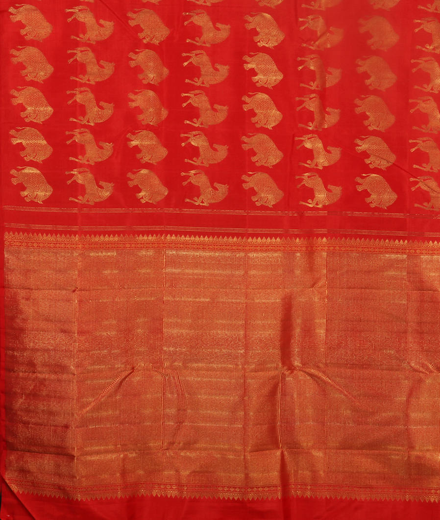 Red Handwoven Kanjivaram Silk Saree T3879034