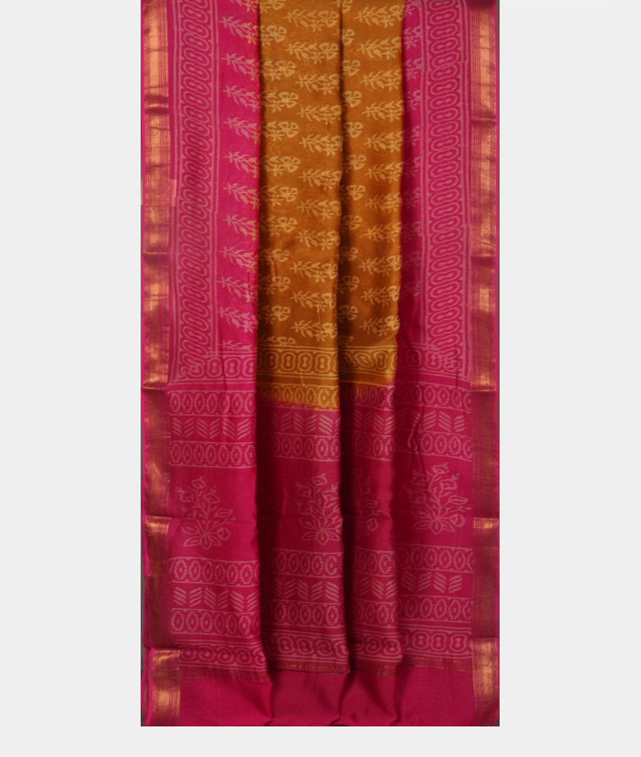 Yellow Soft Printed Cotton Saree T4111332