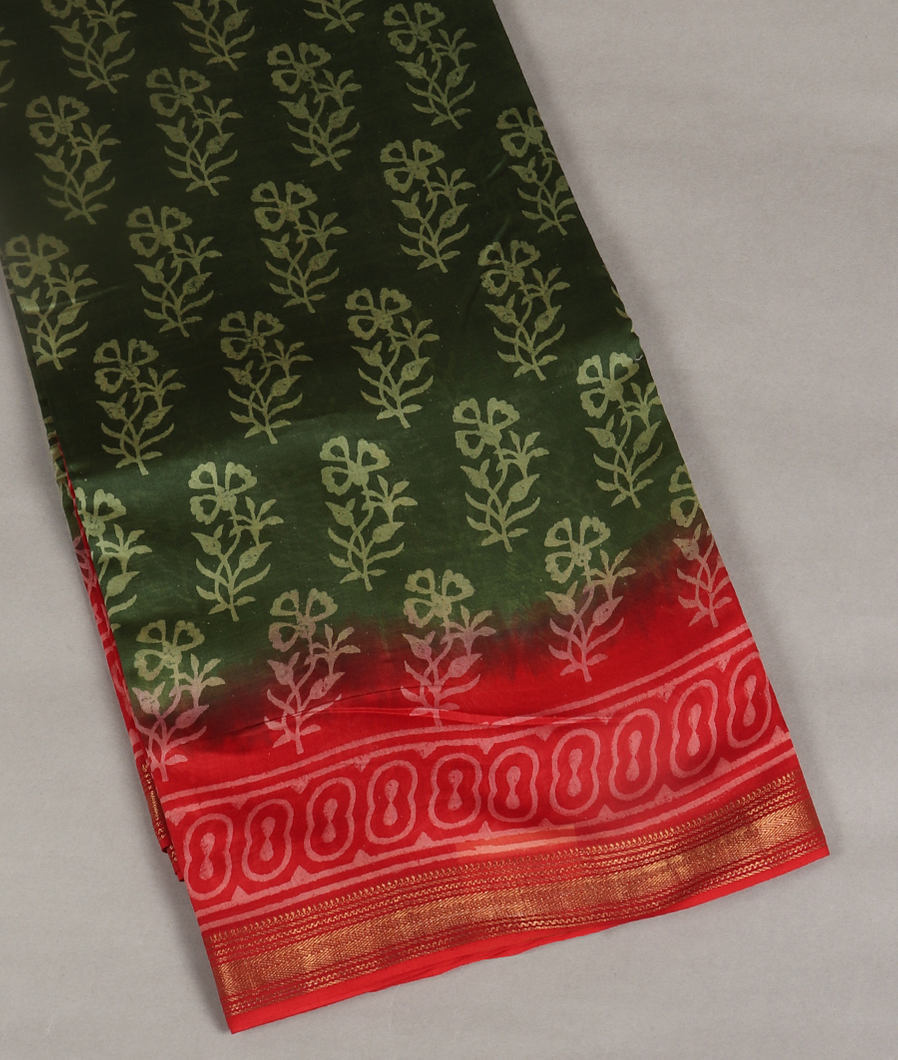 Green Soft Printed Cotton Saree T411165-image