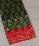 Green Soft Printed Cotton Saree T4111651