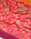 Coral Pink Printed Soft Silk Saree T4065524