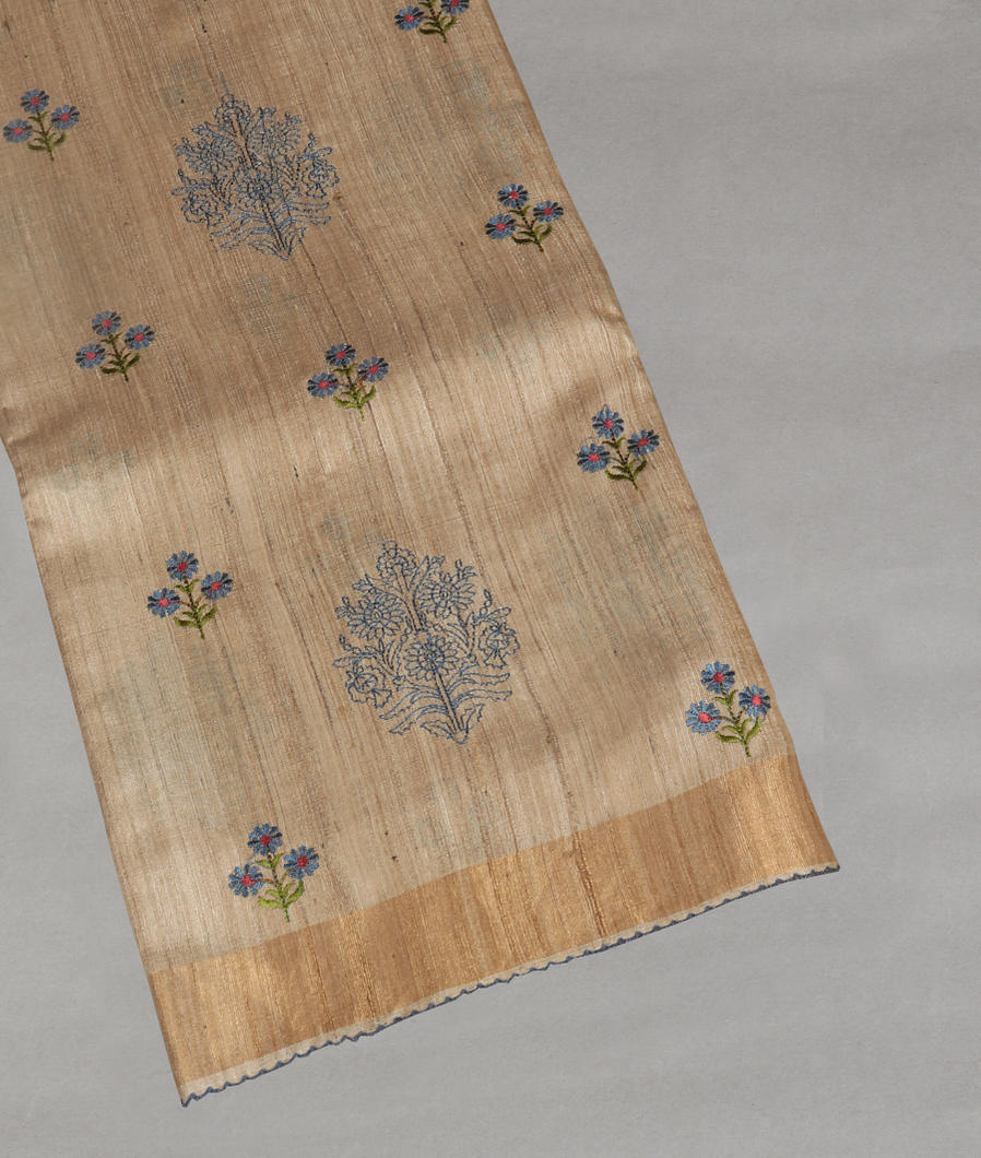 Beige Tussar Embroidery Saree T399743-image