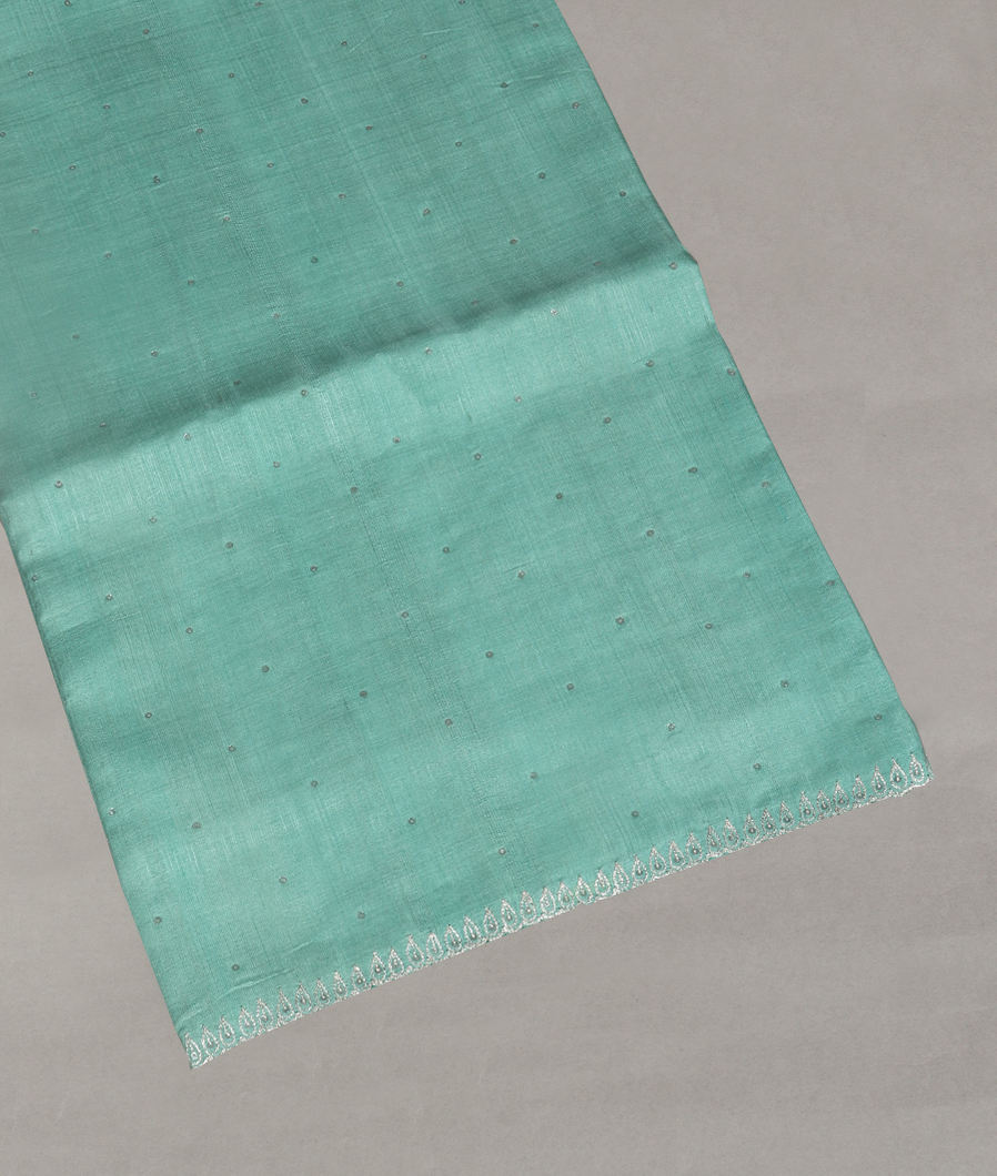 Greenish Blue Tussar Embroidery Saree T405683-image