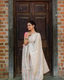 Beige Tussar Embroidery Saree T3859082