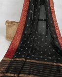 Black Silk Kota Embroidery Saree T3994042