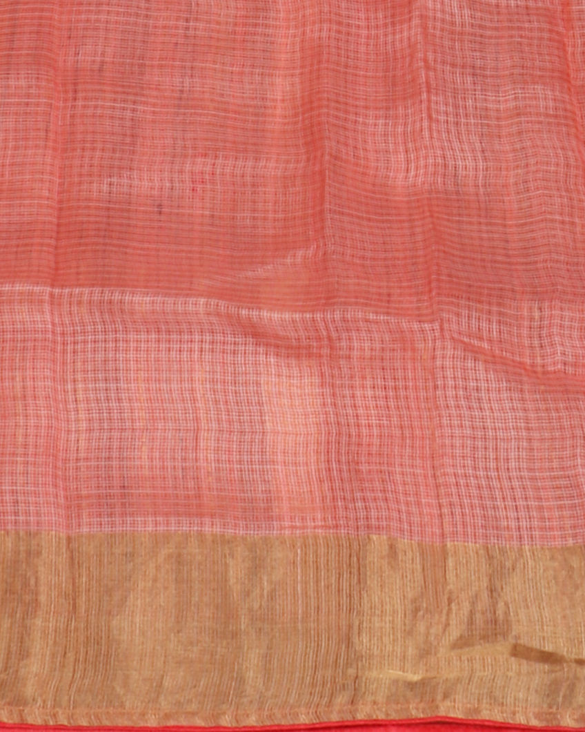 Peach Silk Kota Embroidery Saree T3994103