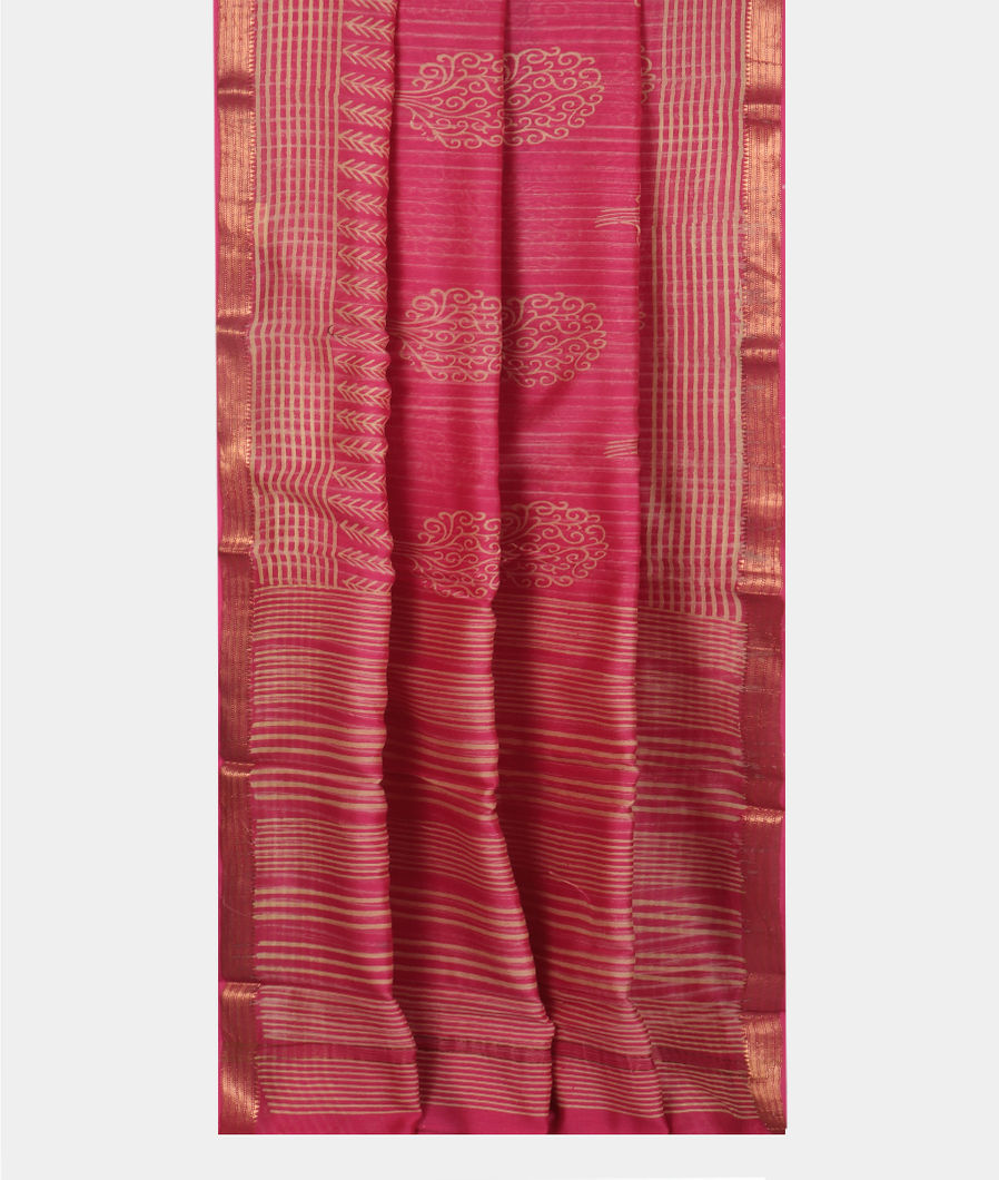 Pink Soft Printed Cotton Saree T4111532