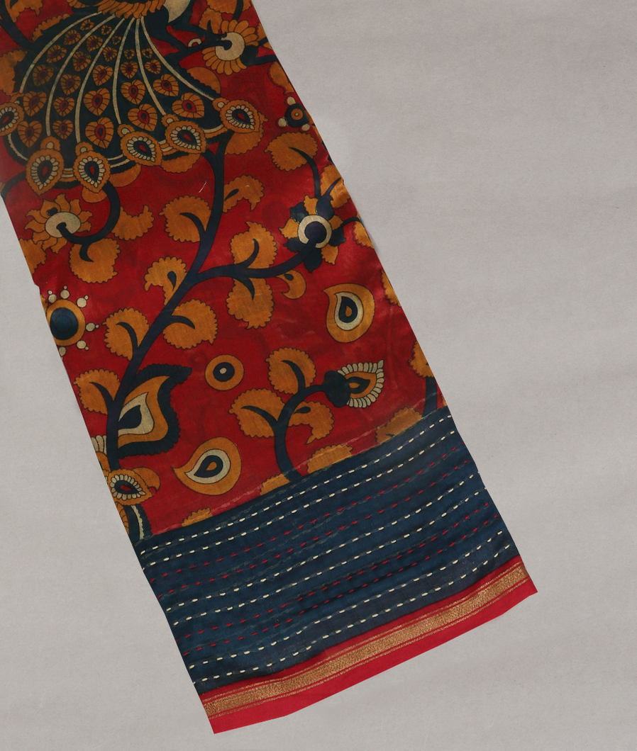 Red Soft Printed Cotton Saree T410177-image