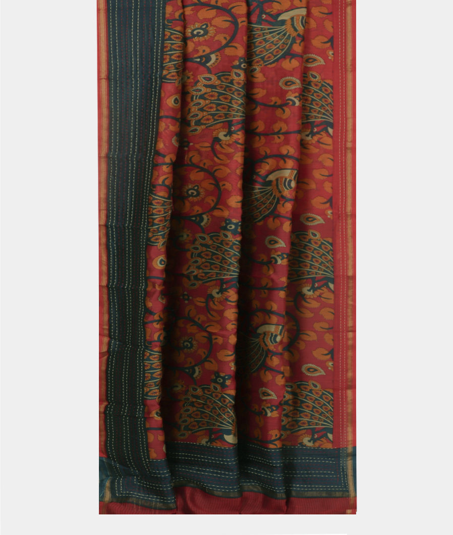 Red Soft Printed Cotton Saree T4101772