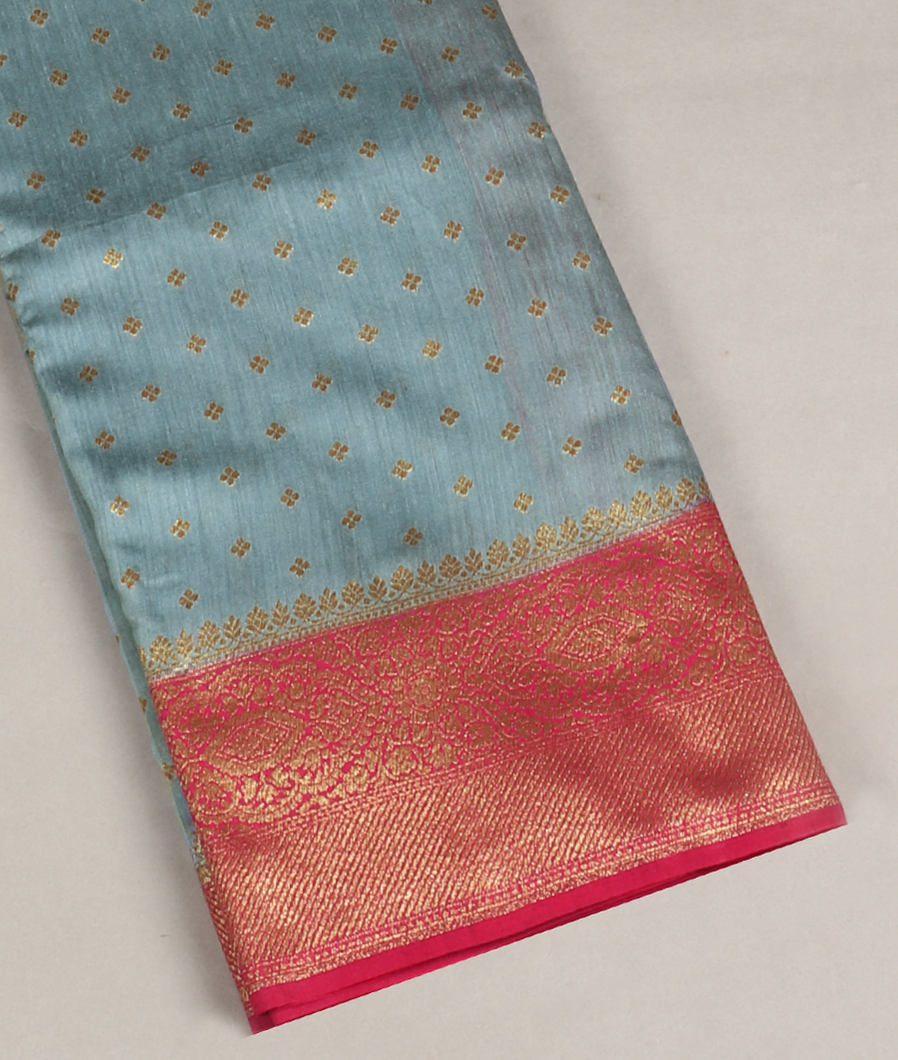 Bluish Grey Banaras Tussar Saree T414419-image