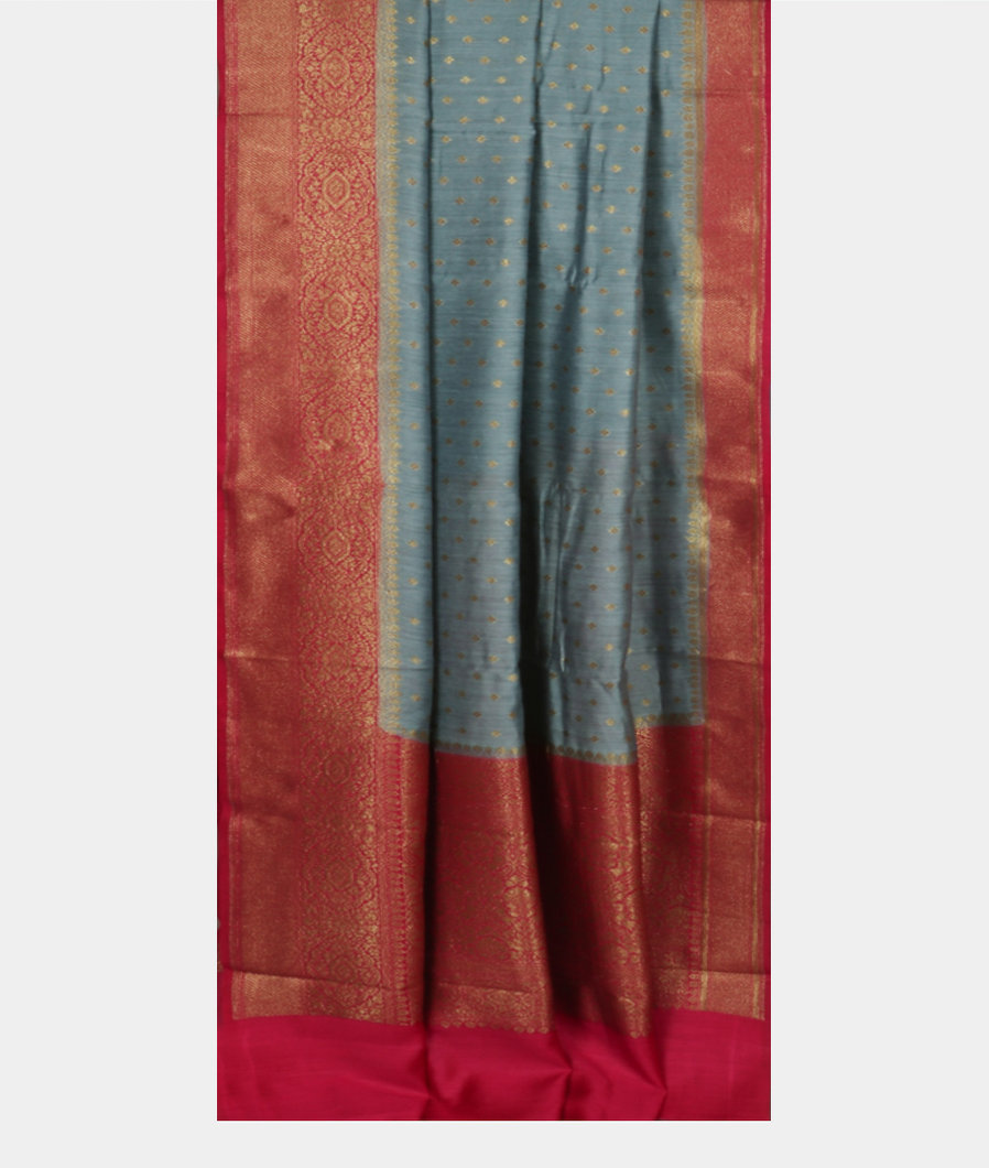 Bluish Grey Banaras Tussar Saree T4144192