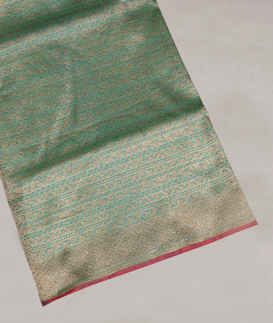 Bluish Green Banaras Silk Saree T390381-image