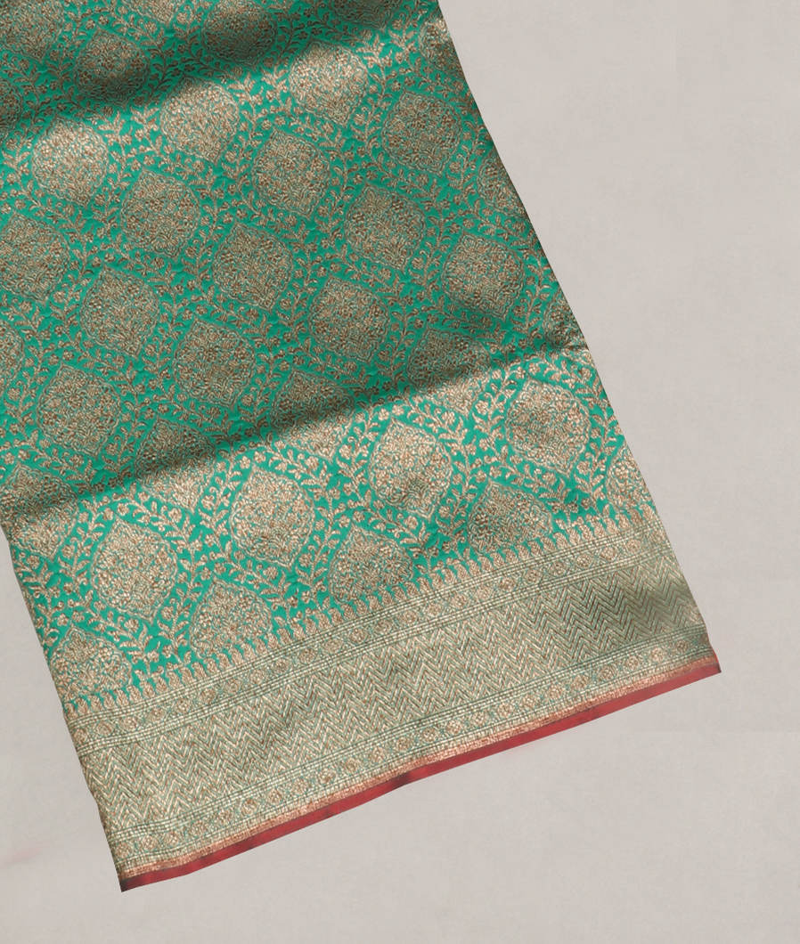 Greenish Blue Banaras Silk Saree T414454-image