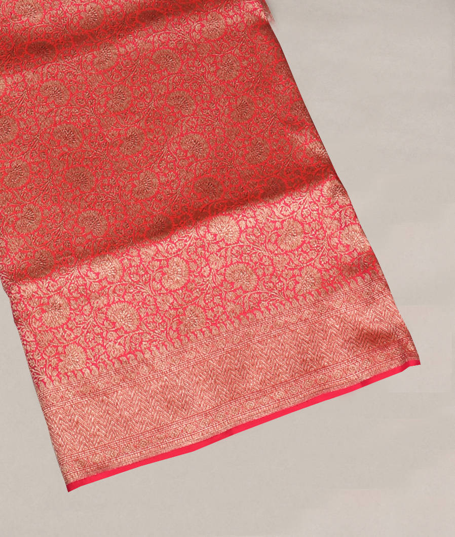 Pinkish Orange Banaras Silk Saree T414459-image