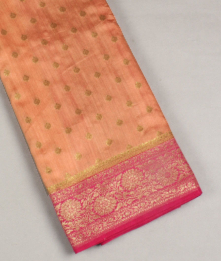 Salmon pink Banaras Tussar Saree T414429-image