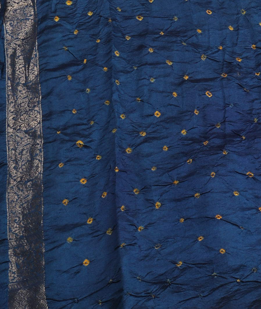 Green Bandhani Chaniya Silk Saree T3778743