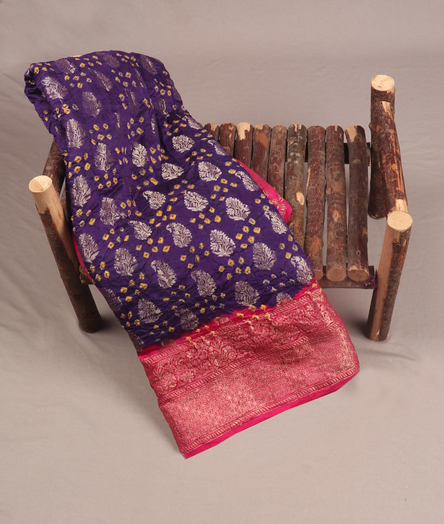 Purple Bandhani Chaniya Silk Saree T377878-image